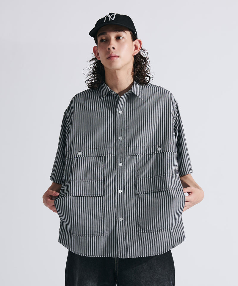 【WETTEMPT|ウィテンプト】MULTI POCKET STRIPE SHIRT / マルチポケットストライプシャツ