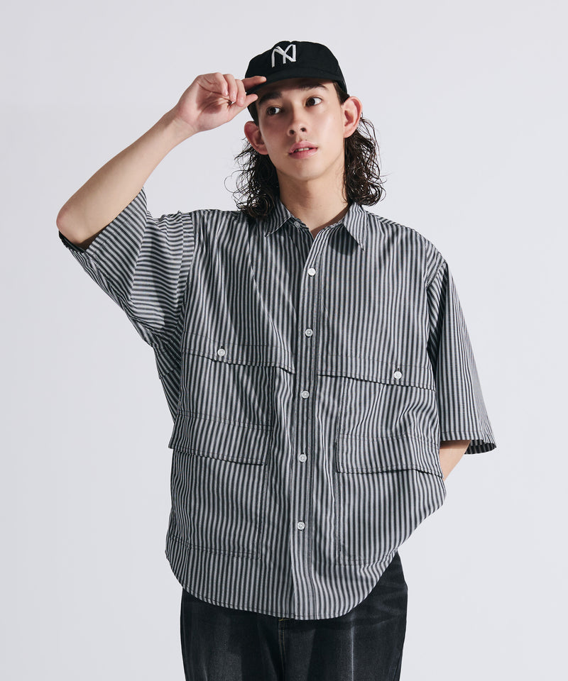 【WETTEMPT|ウィテンプト】MULTI POCKET STRIPE SHIRT / マルチポケットストライプシャツ