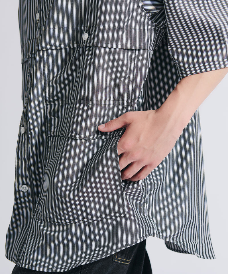 【WETTEMPT|ウィテンプト】MULTI POCKET STRIPE SHIRT / マルチポケットストライプシャツ