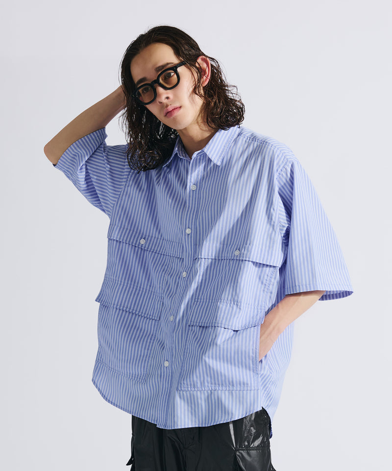 【WETTEMPT|ウィテンプト】MULTI POCKET STRIPE SHIRT / マルチポケットストライプシャツ