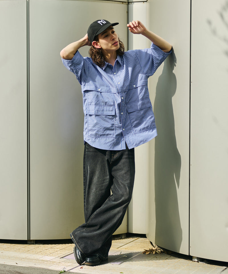 【WETTEMPT|ウィテンプト】MULTI POCKET STRIPE SHIRT / マルチポケットストライプシャツ