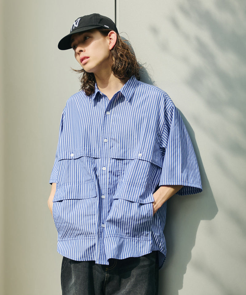 【WETTEMPT|ウィテンプト】MULTI POCKET STRIPE SHIRT / マルチポケットストライプシャツ