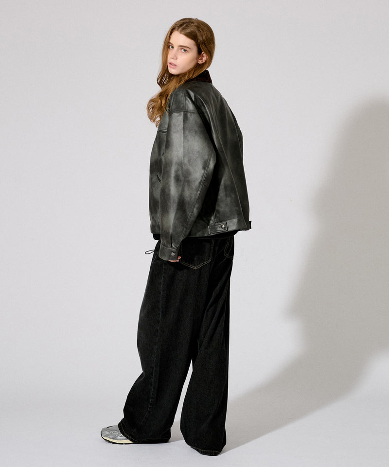 【WETTEMPT|ウィテンプト】 VINTAGE LIKE SHORT JACKET /ヴィンテージライクショート合皮ジャケット