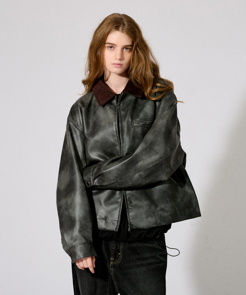 【WETTEMPT|ウィテンプト】 VINTAGE LIKE SHORT JACKET /ヴィンテージライクショート合皮ジャケット