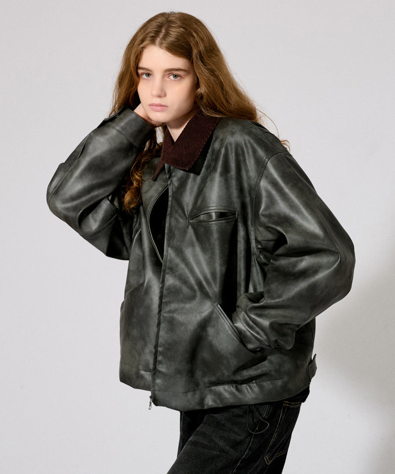 【WETTEMPT|ウィテンプト】 VINTAGE LIKE SHORT JACKET /ヴィンテージライクショート合皮ジャケット