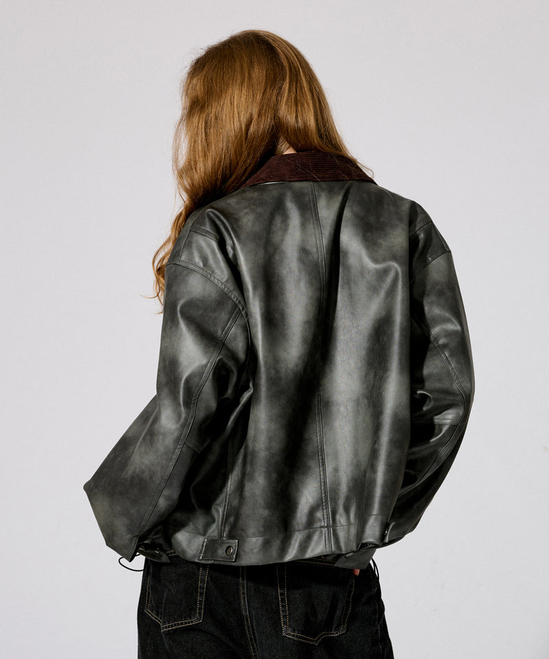 【WETTEMPT|ウィテンプト】 VINTAGE LIKE SHORT JACKET /ヴィンテージライクショート合皮ジャケット