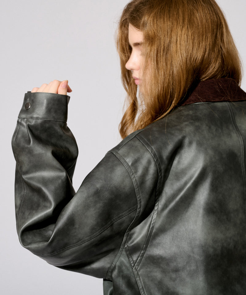 【WETTEMPT|ウィテンプト】 VINTAGE LIKE SHORT JACKET /ヴィンテージライクショート合皮ジャケット