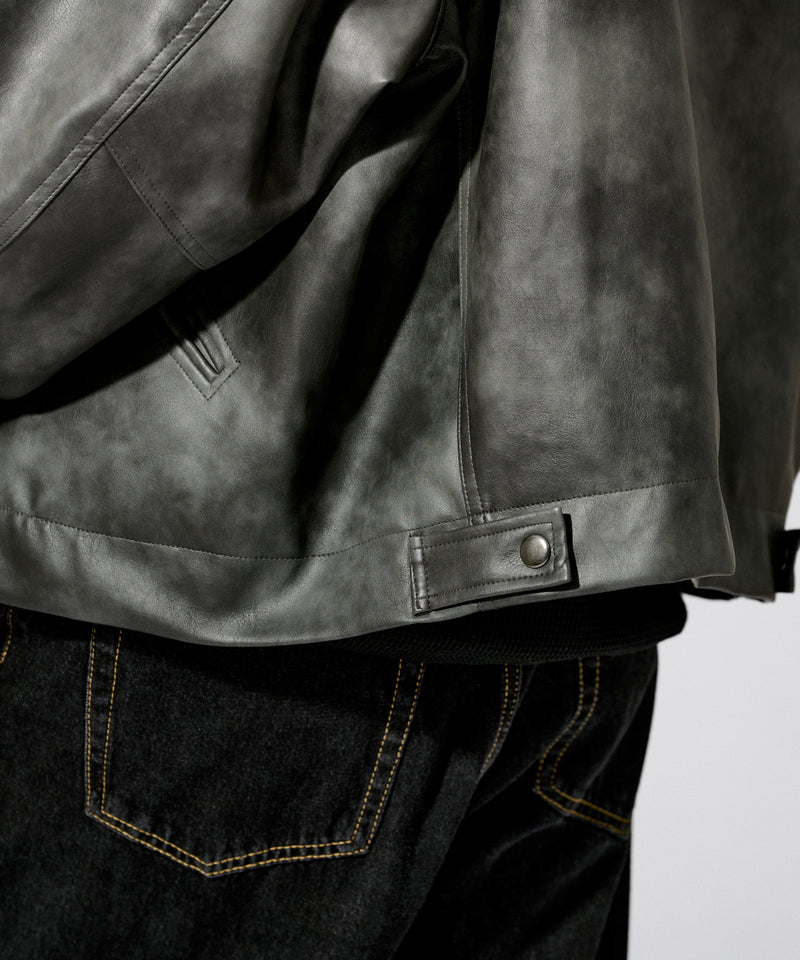 【WETTEMPT|ウィテンプト】 VINTAGE LIKE SHORT JACKET /ヴィンテージライクショート合皮ジャケット