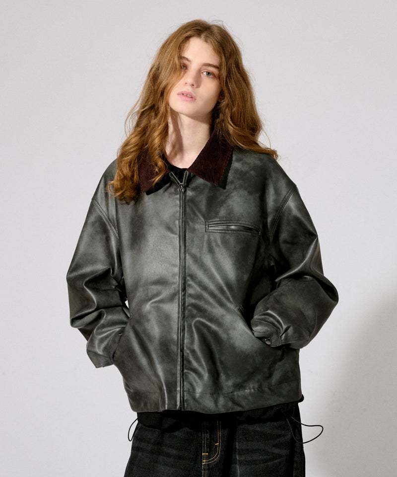 【WETTEMPT|ウィテンプト】 VINTAGE LIKE SHORT JACKET /ヴィンテージライクショート合皮ジャケット