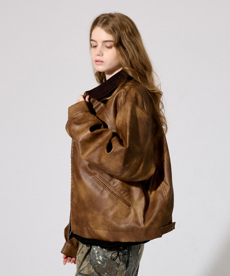 【WETTEMPT|ウィテンプト】 VINTAGE LIKE SHORT JACKET /ヴィンテージライクショート合皮ジャケット