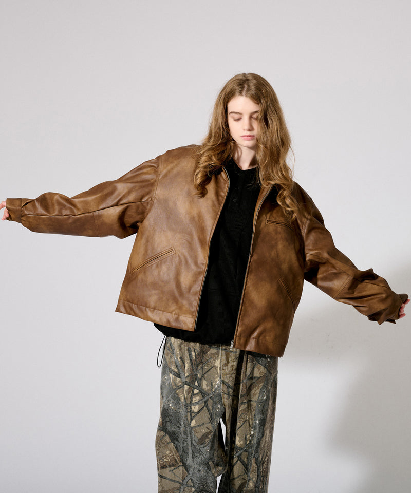【WETTEMPT|ウィテンプト】 VINTAGE LIKE SHORT JACKET /ヴィンテージライクショート合皮ジャケット