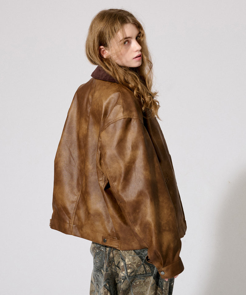 【WETTEMPT|ウィテンプト】 VINTAGE LIKE SHORT JACKET /ヴィンテージライクショート合皮ジャケット