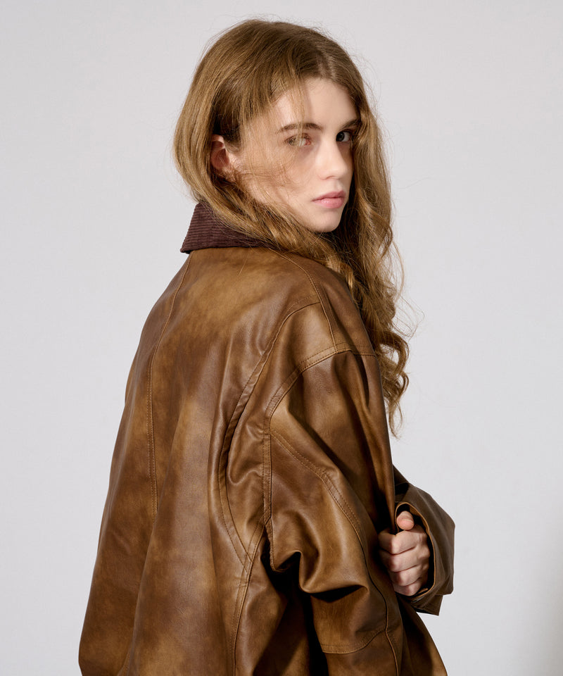 【WETTEMPT|ウィテンプト】 VINTAGE LIKE SHORT JACKET /ヴィンテージライクショート合皮ジャケット