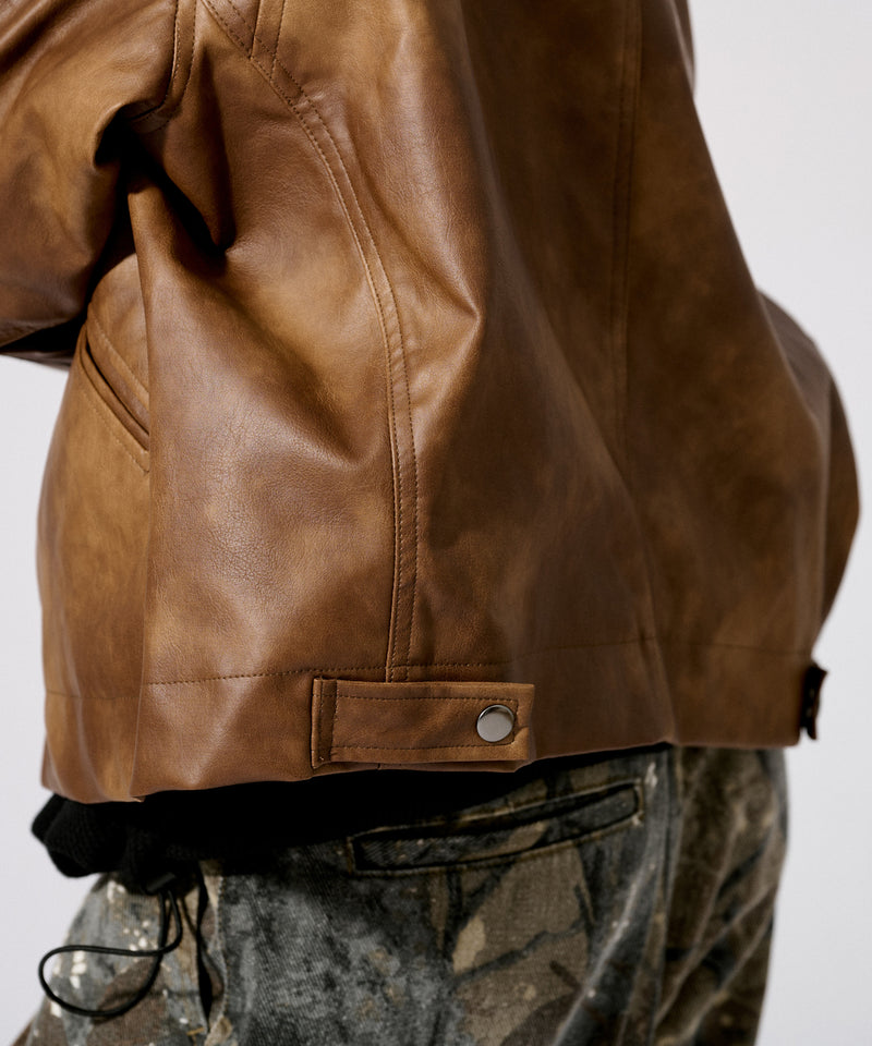 【WETTEMPT|ウィテンプト】 VINTAGE LIKE SHORT JACKET /ヴィンテージライクショート合皮ジャケット