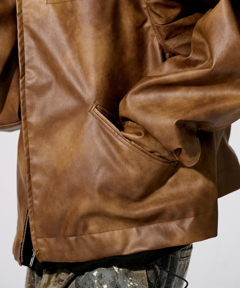 【WETTEMPT|ウィテンプト】 VINTAGE LIKE SHORT JACKET /ヴィンテージライクショート合皮ジャケット