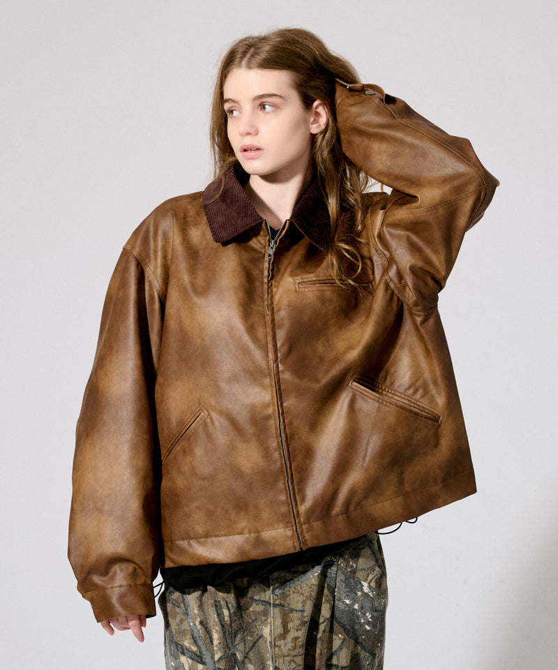 【WETTEMPT|ウィテンプト】 VINTAGE LIKE SHORT JACKET /ヴィンテージライクショート合皮ジャケット