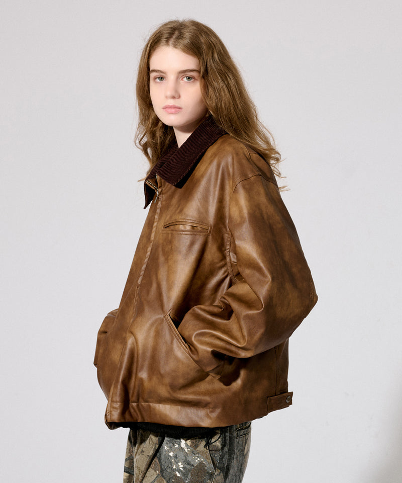 【WETTEMPT|ウィテンプト】 VINTAGE LIKE SHORT JACKET /ヴィンテージライクショート合皮ジャケット