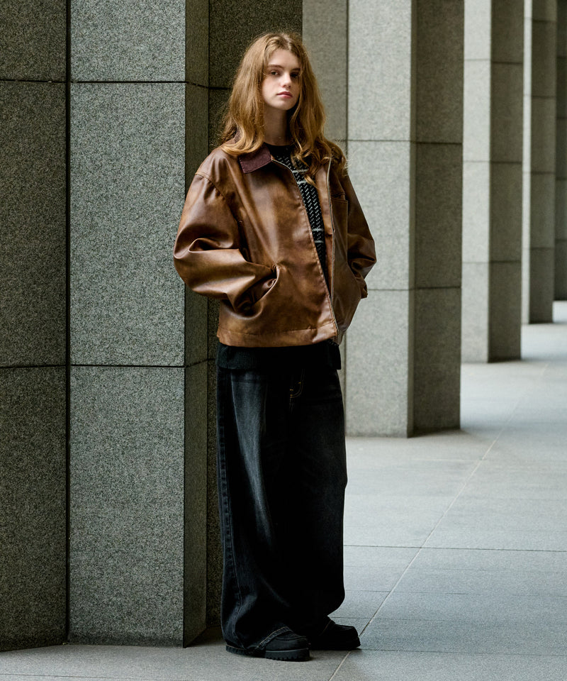 【WETTEMPT|ウィテンプト】 VINTAGE LIKE SHORT JACKET /ヴィンテージライクショート合皮ジャケット
