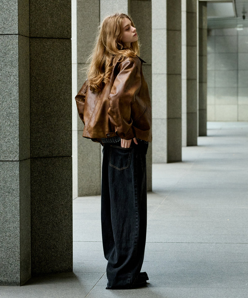 【WETTEMPT|ウィテンプト】 VINTAGE LIKE SHORT JACKET /ヴィンテージライクショート合皮ジャケット