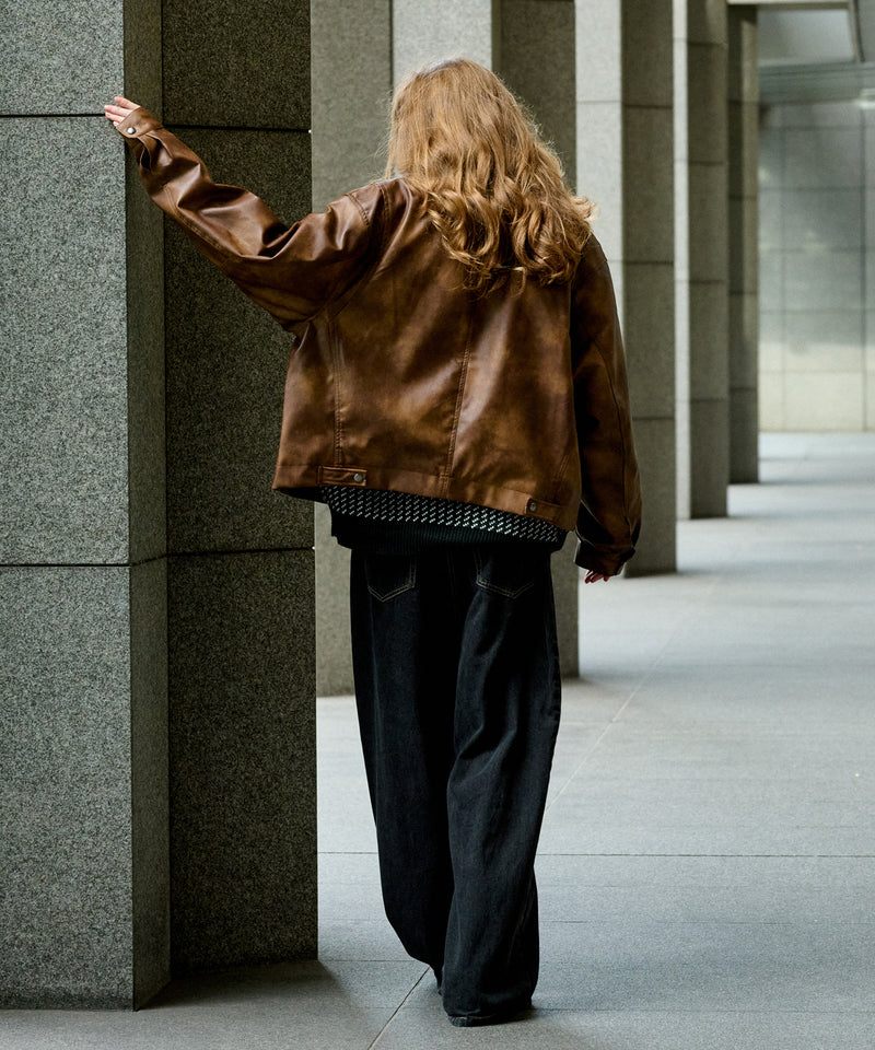 【WETTEMPT|ウィテンプト】 VINTAGE LIKE SHORT JACKET /ヴィンテージライクショート合皮ジャケット
