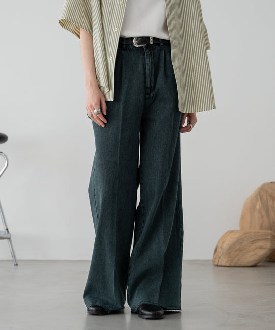 【新色追加】【selleglant|セレグランテ】CUT OFF WIDE STRAIGHT DENIM PANTS/カットオフワイドストレートデニムパンツ