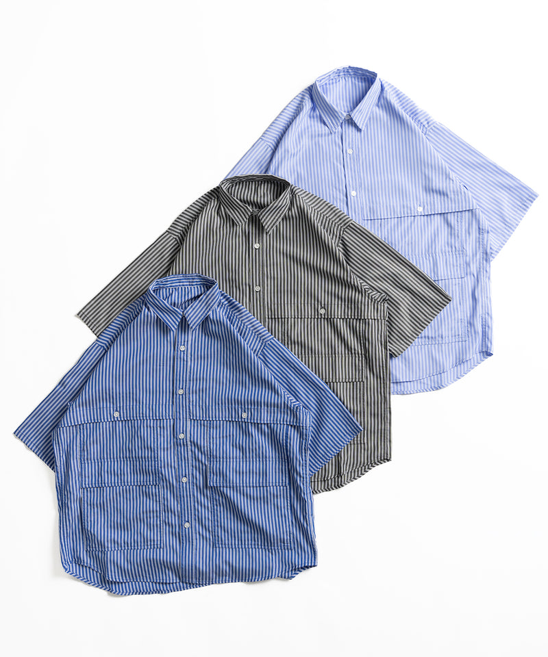 【WETTEMPT|ウィテンプト】MULTI POCKET STRIPE SHIRT / マルチポケットストライプシャツ