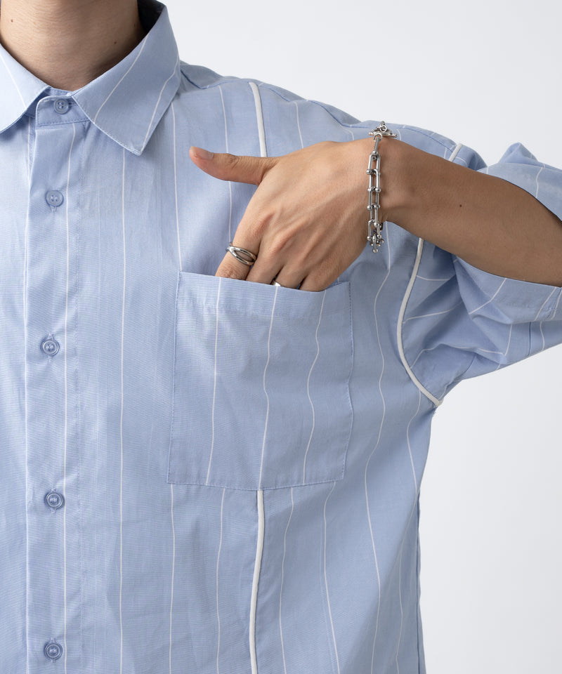 【selleglant|セレグランテ】STRIPED PIPING SHIRT / ストライプパイピングシャツ