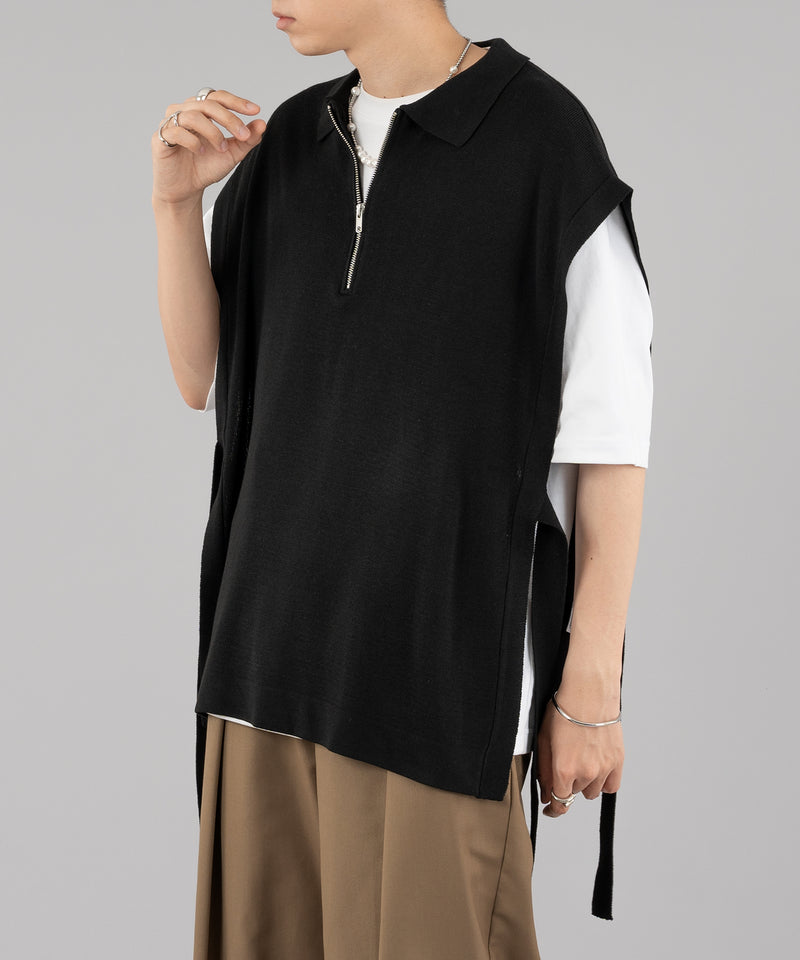 【selleglant|セレグランテ】HALFZIP OPENCORD VEST/ ハーフジップオープンコードベスト