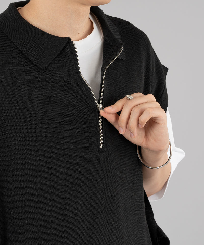 【selleglant|セレグランテ】HALFZIP OPENCORD VEST/ ハーフジップオープンコードベスト