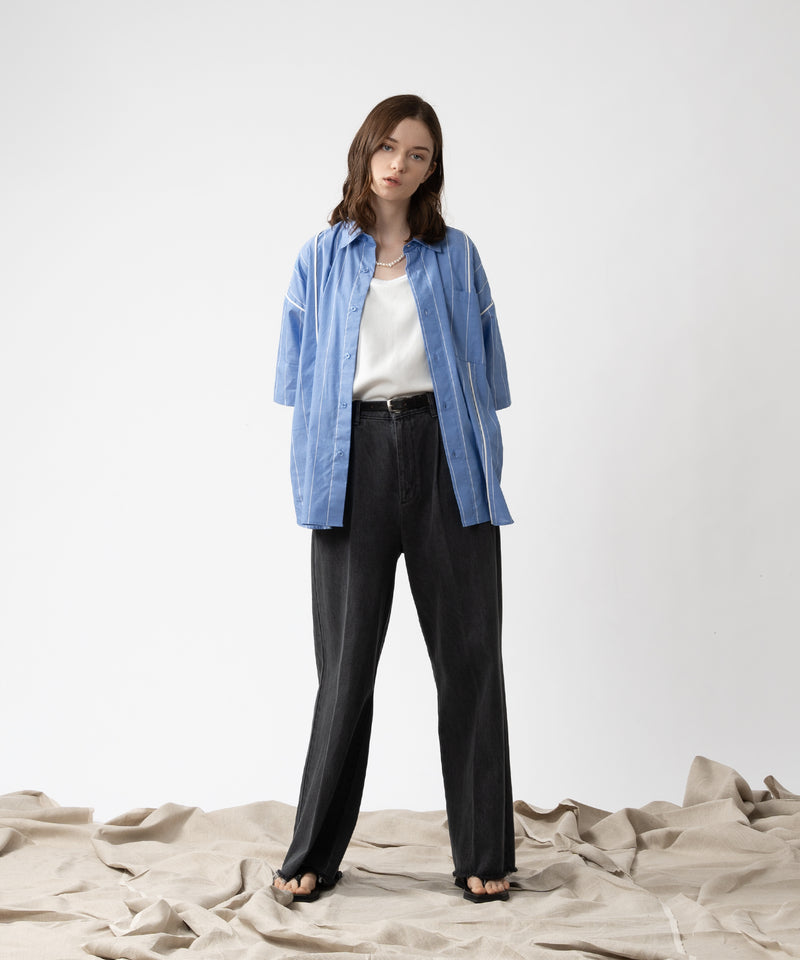 【selleglant|セレグランテ】STRIPED PIPING SHIRT / ストライプパイピングシャツ