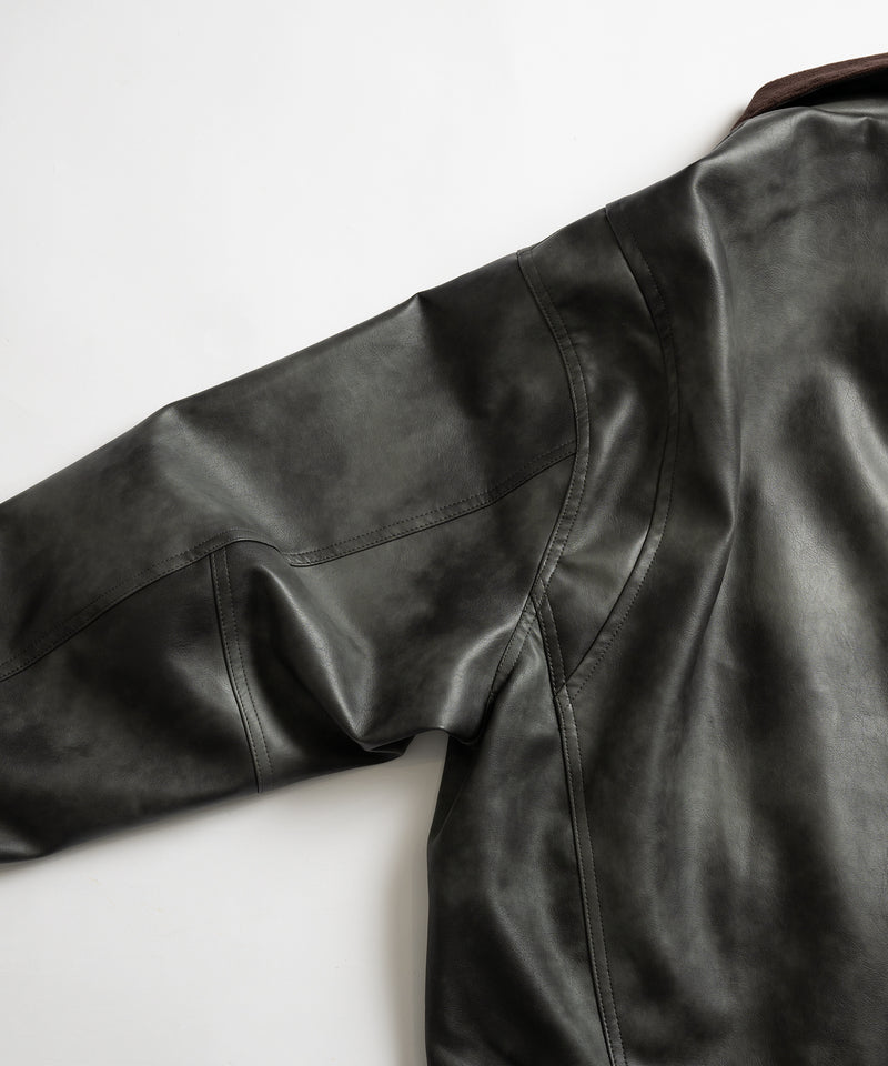 【WETTEMPT|ウィテンプト】 VINTAGE LIKE SHORT JACKET /ヴィンテージライクショート合皮ジャケット