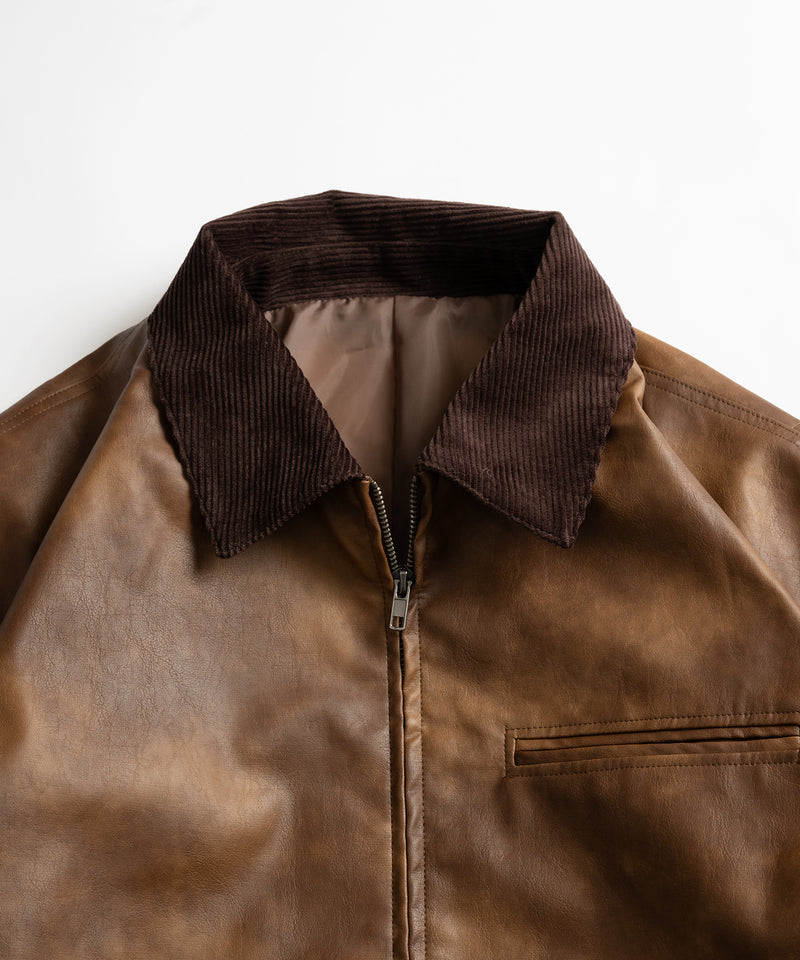 【WETTEMPT|ウィテンプト】 VINTAGE LIKE SHORT JACKET /ヴィンテージライクショート合皮ジャケット