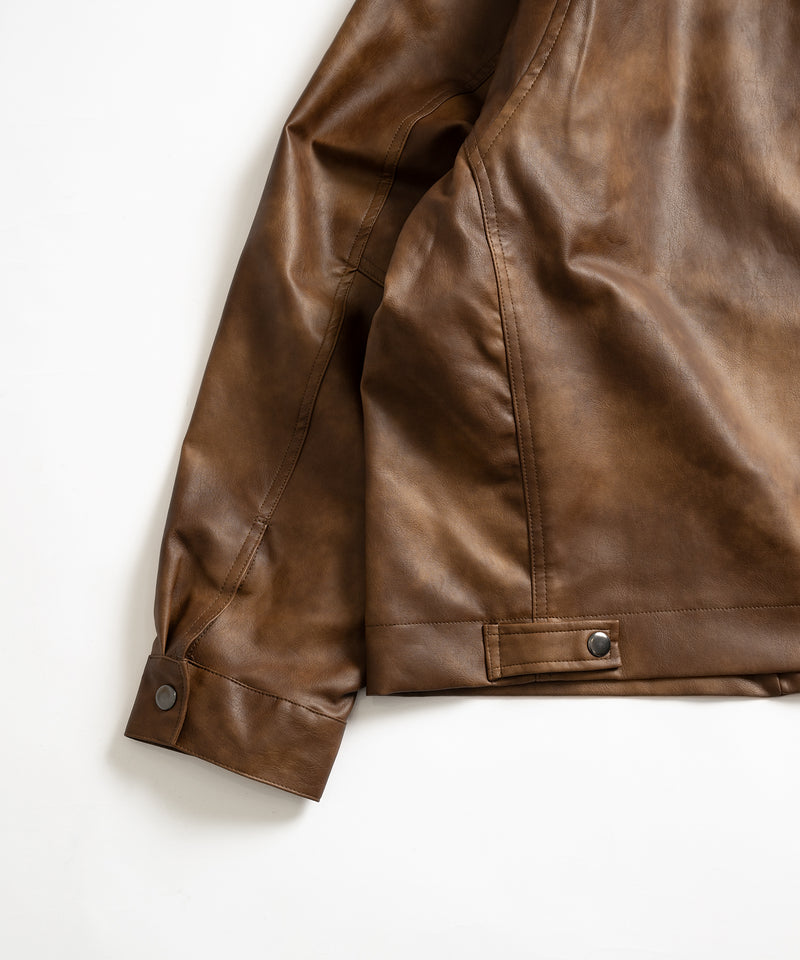 【WETTEMPT|ウィテンプト】 VINTAGE LIKE SHORT JACKET /ヴィンテージライクショート合皮ジャケット