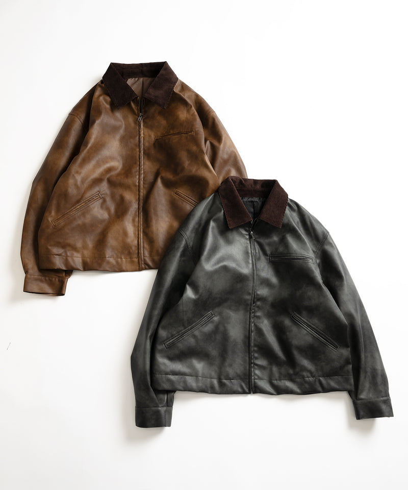 【WETTEMPT|ウィテンプト】 VINTAGE LIKE SHORT JACKET /ヴィンテージライクショート合皮ジャケット