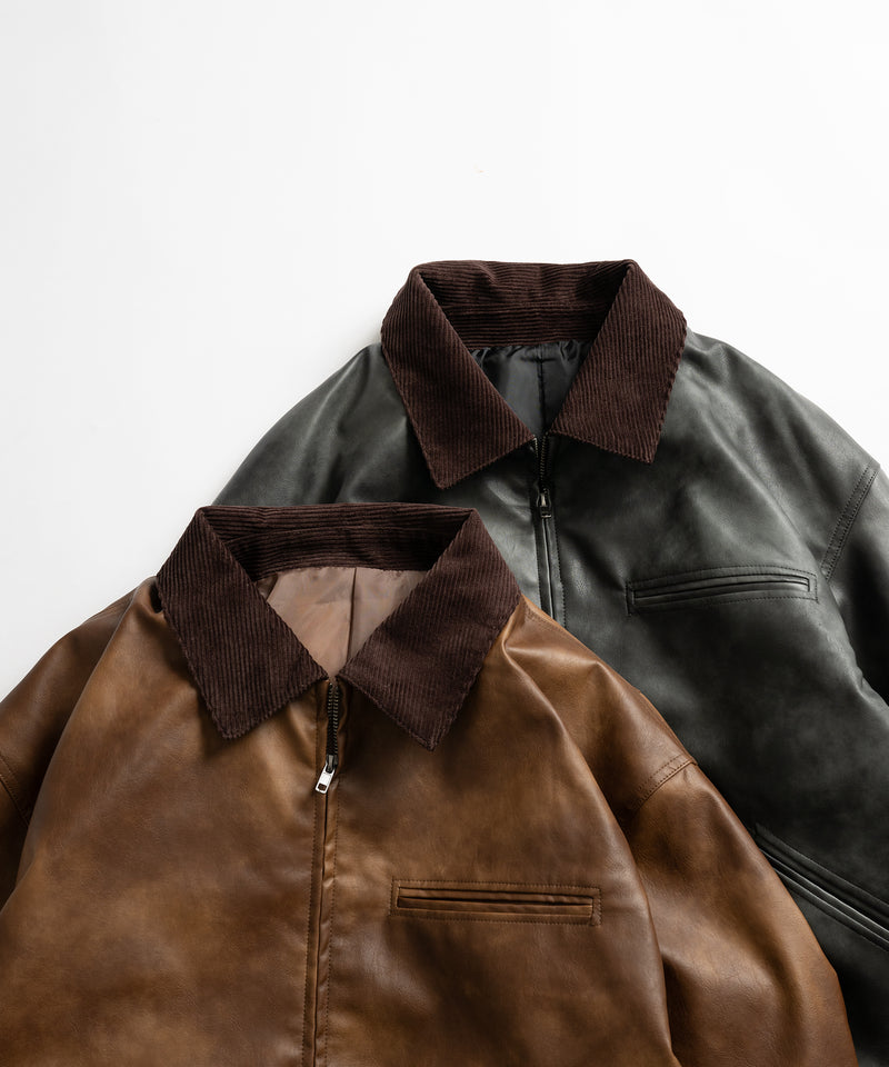 【WETTEMPT|ウィテンプト】 VINTAGE LIKE SHORT JACKET /ヴィンテージライクショート合皮ジャケット