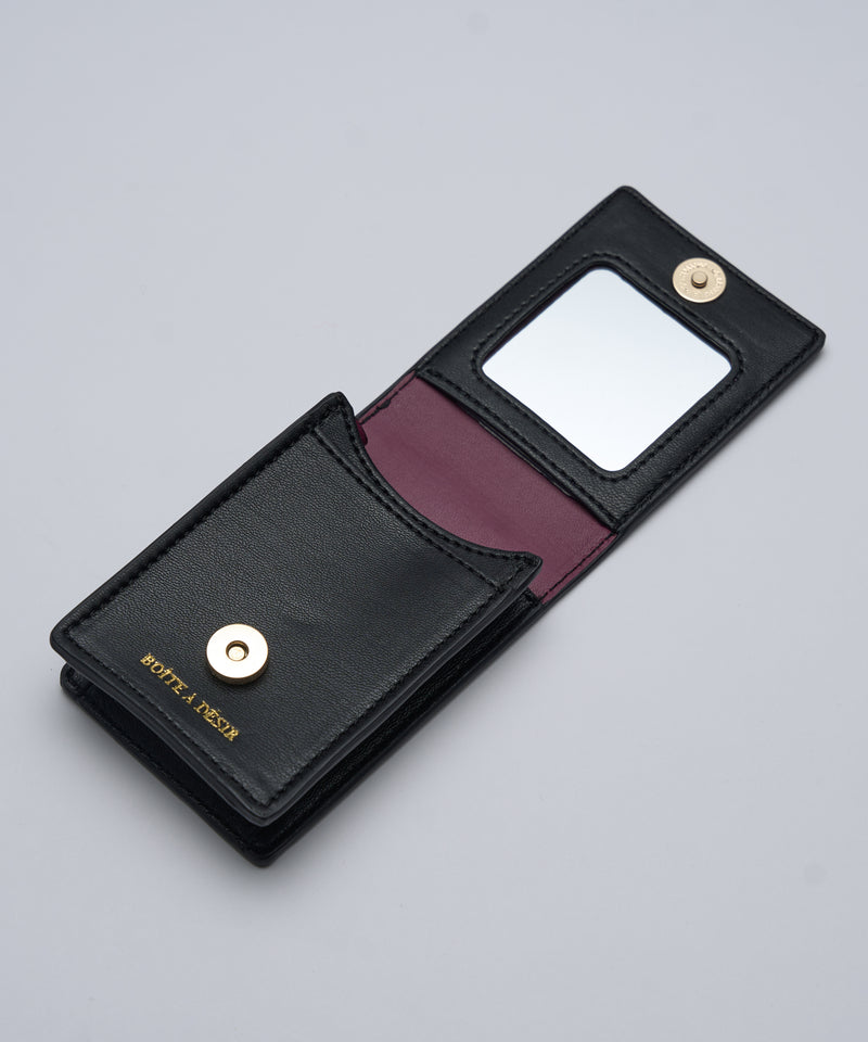 fake leather lipcase with mirror / フェイクレザーミラー付きリップケース