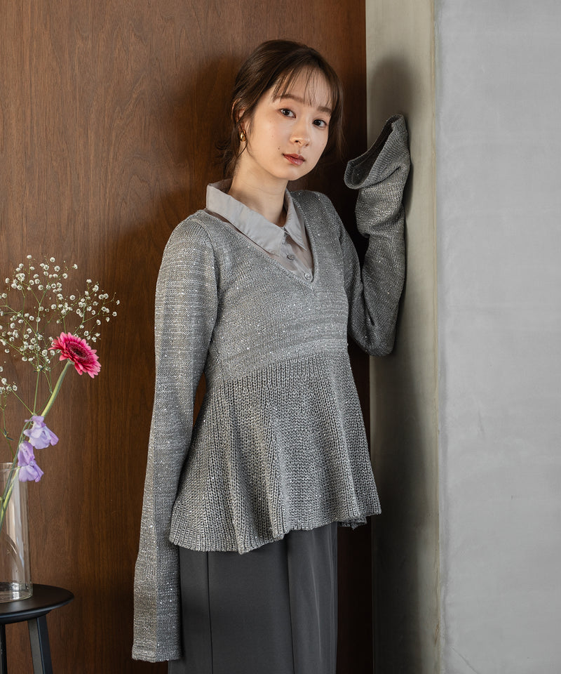 peplum sequins knit / ペプラムスパンコールニット