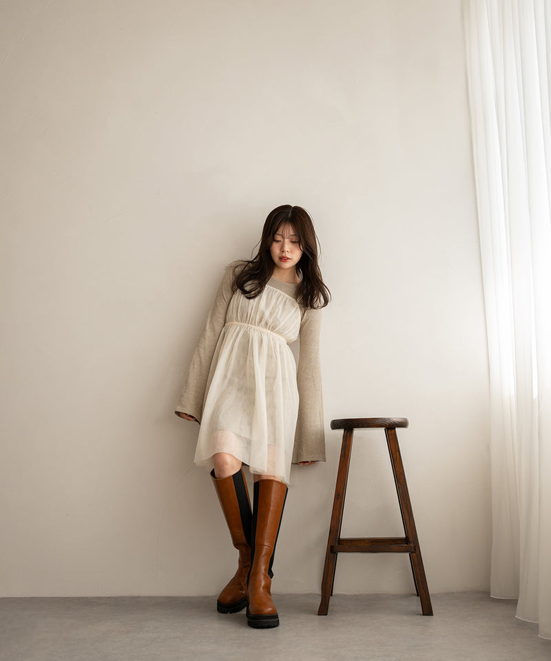 tull cami onepiece × rib onepiece set / チュールキャミ×リブワンピースセット