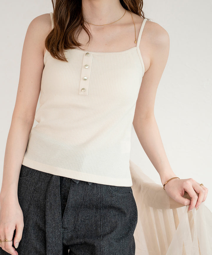アイボリー ボタン付きキャミソール front button camisole / フロントボタンキャミソール – favclo.