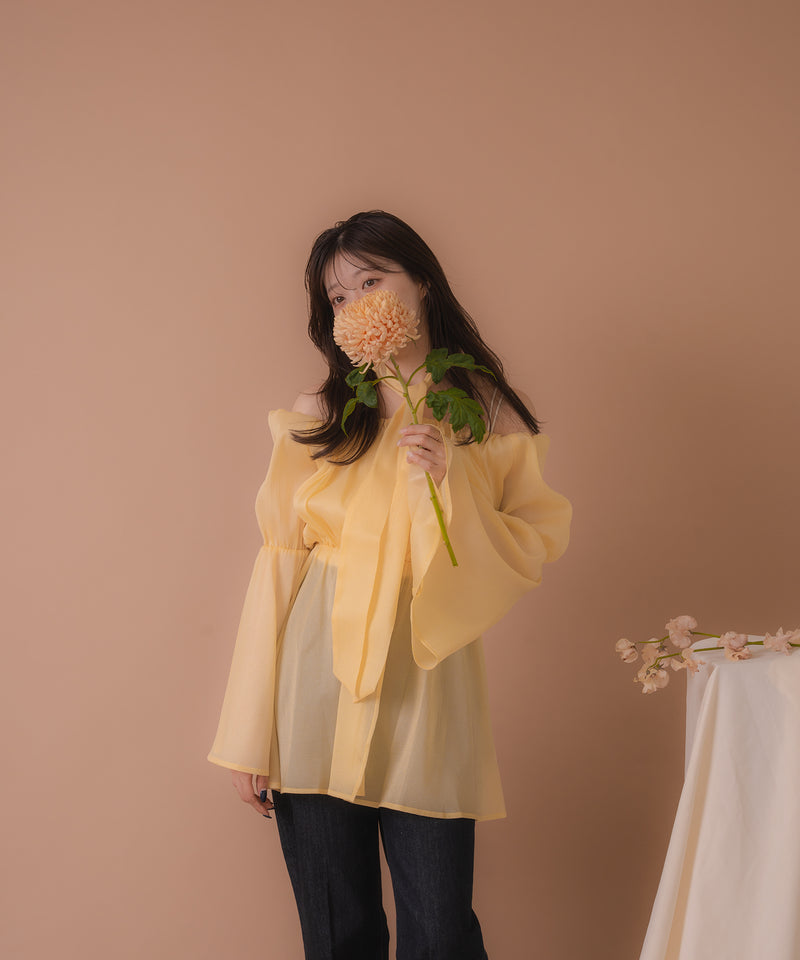 chiffon off shoulder blouse / シフォンオフショルダーブラウス