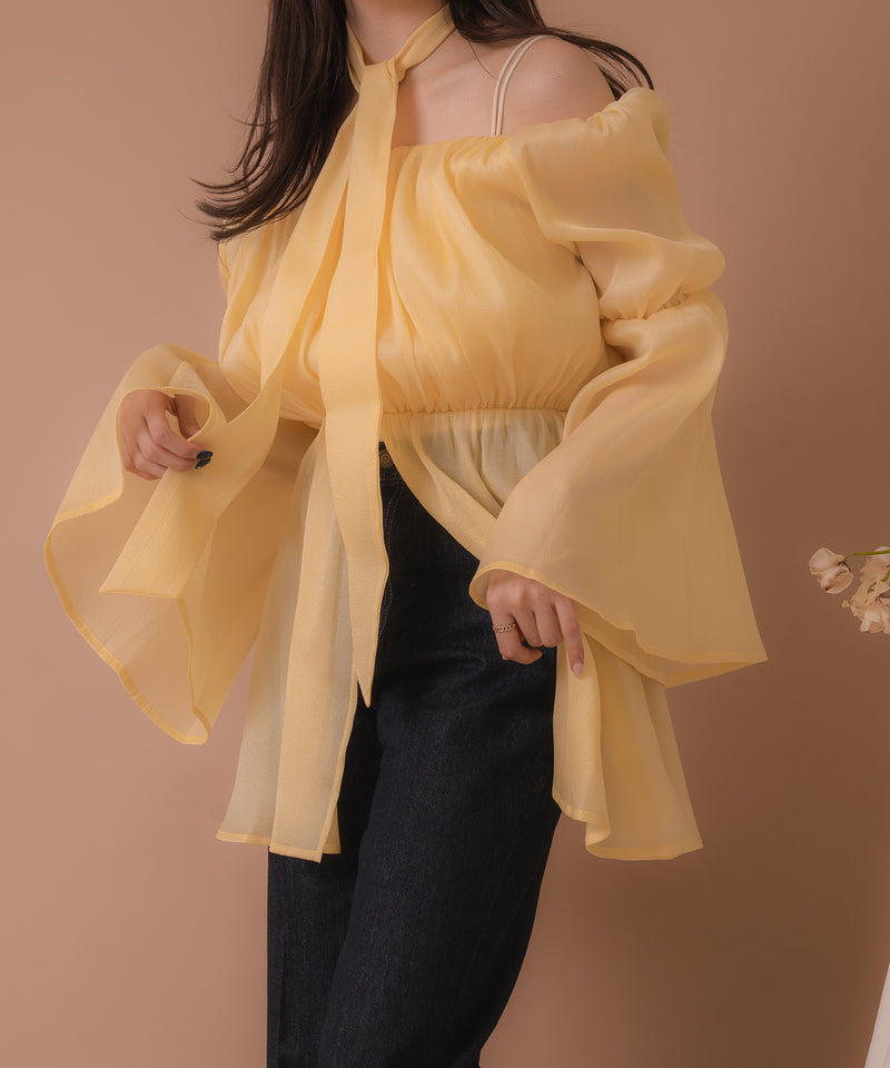 chiffon off shoulder blouse / シフォンオフショルダーブラウス