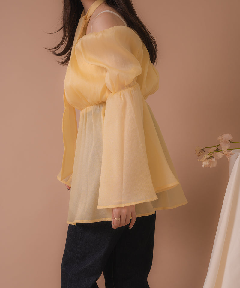 chiffon off shoulder blouse / シフォンオフショルダーブラウス