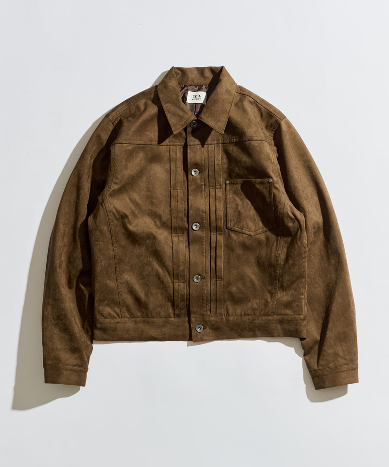 GETEMONTS アルルカンチェック・スエード・ジャケット WETTEMPT｜ウィテンプト】FAUX SUEDE TRUCKER JACKET / フェイク