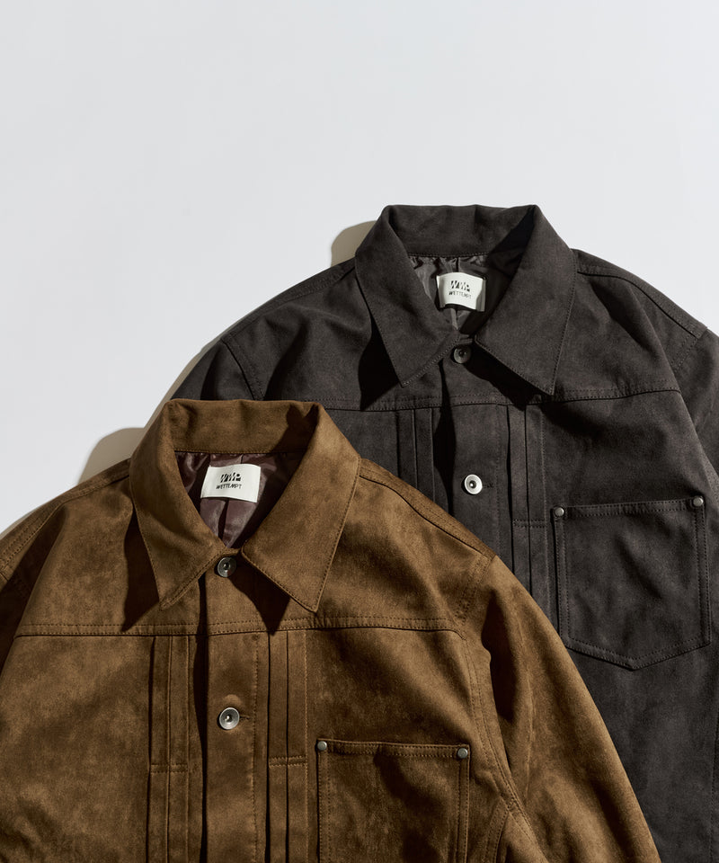 GETEMONTS アルルカンチェック・スエード・ジャケット WETTEMPT｜ウィテンプト】FAUX SUEDE TRUCKER JACKET / フェイク
