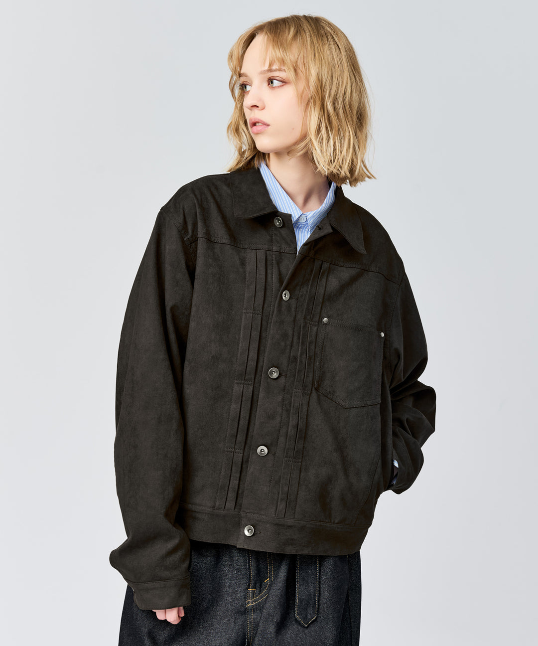 WETTEMPT｜ウィテンプト】FAUX SUEDE TRUCKER JACKET / フェイク