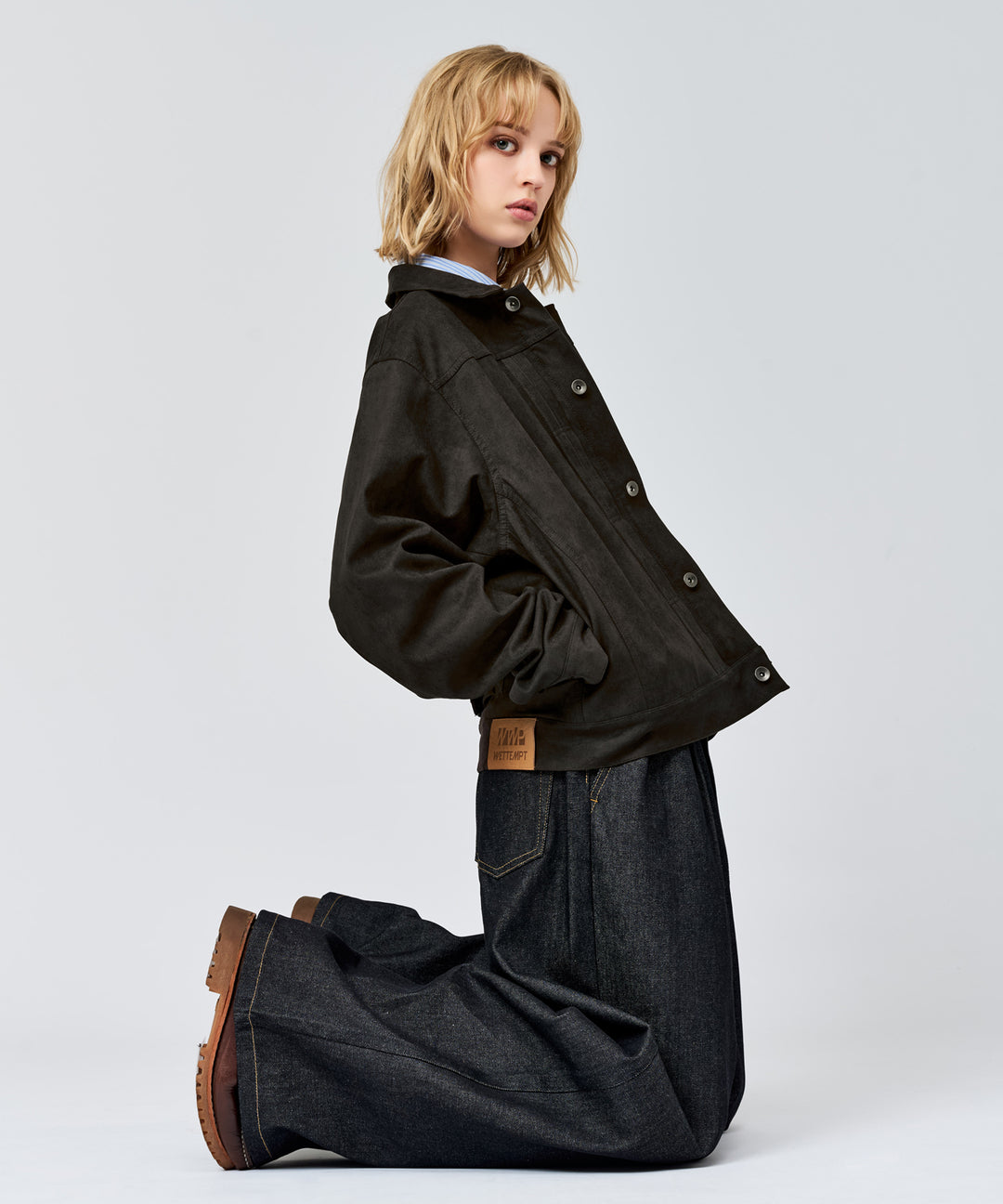 WETTEMPT｜ウィテンプト】FAUX SUEDE TRUCKER JACKET / フェイク