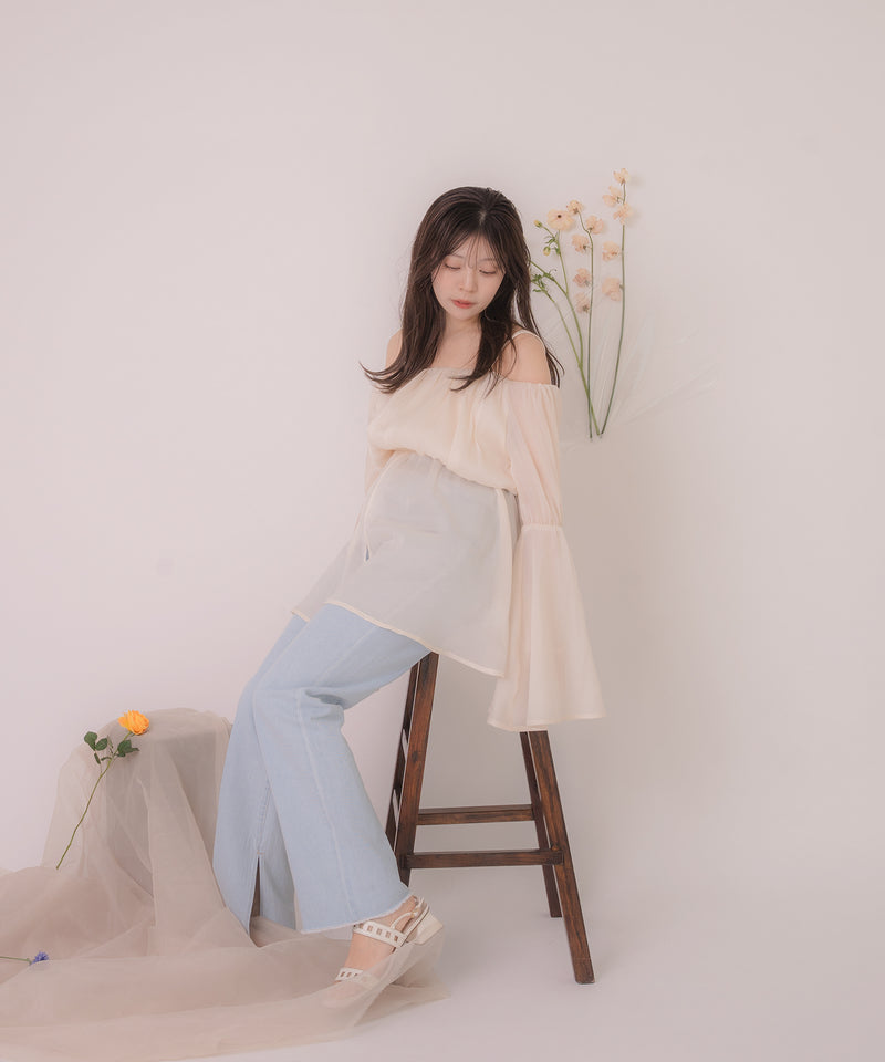 chiffon off shoulder blouse / シフォンオフショルダーブラウス