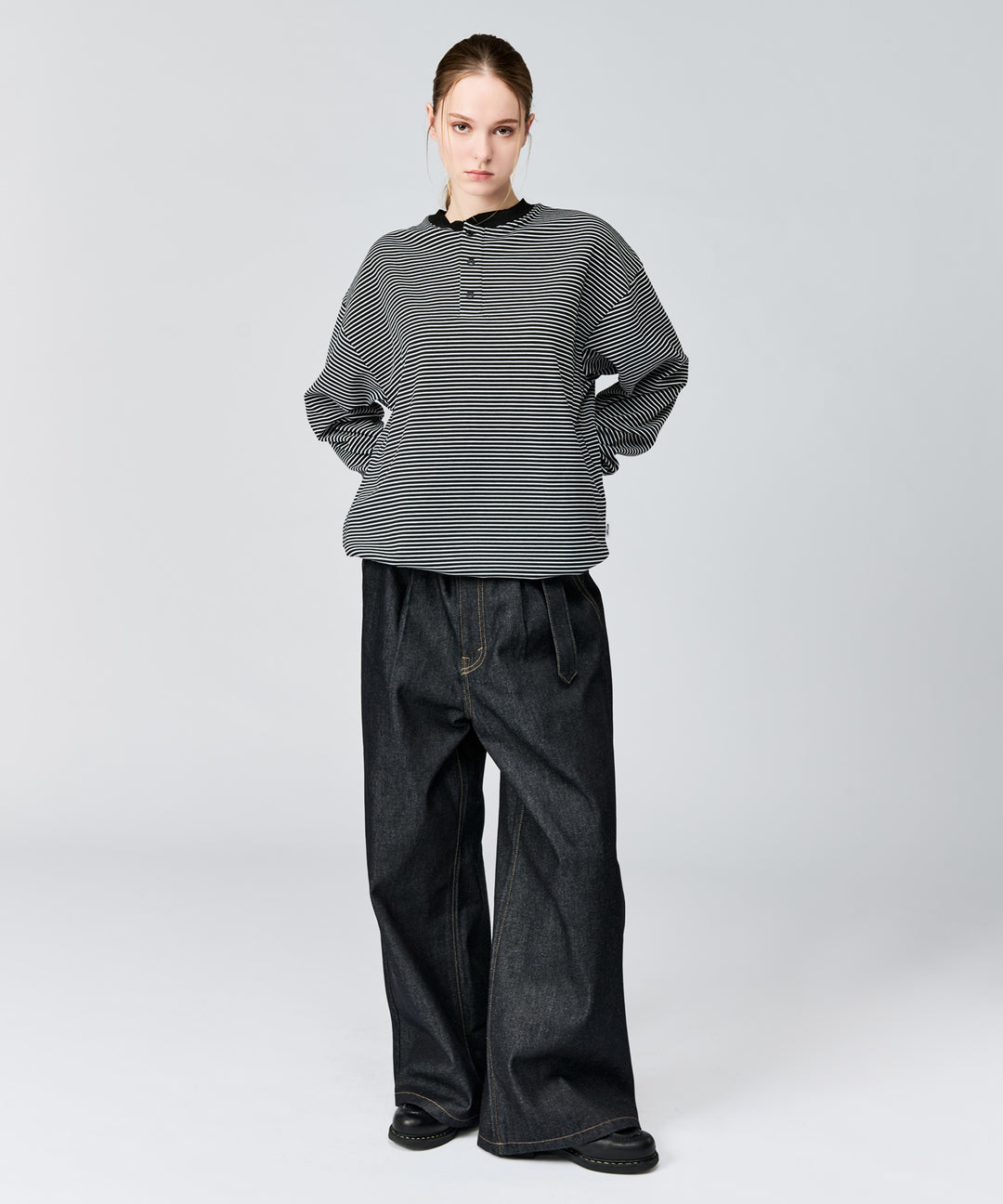 WETTEMPT｜ウィテンプト】HENLEY NECK BORDER L/S TEE / ヘンリー