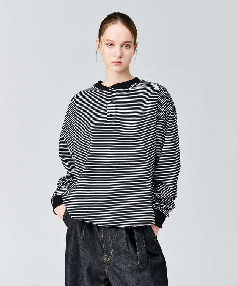 WETTEMPT｜ウィテンプト】HENLEY NECK BORDER L/S TEE / ヘンリー