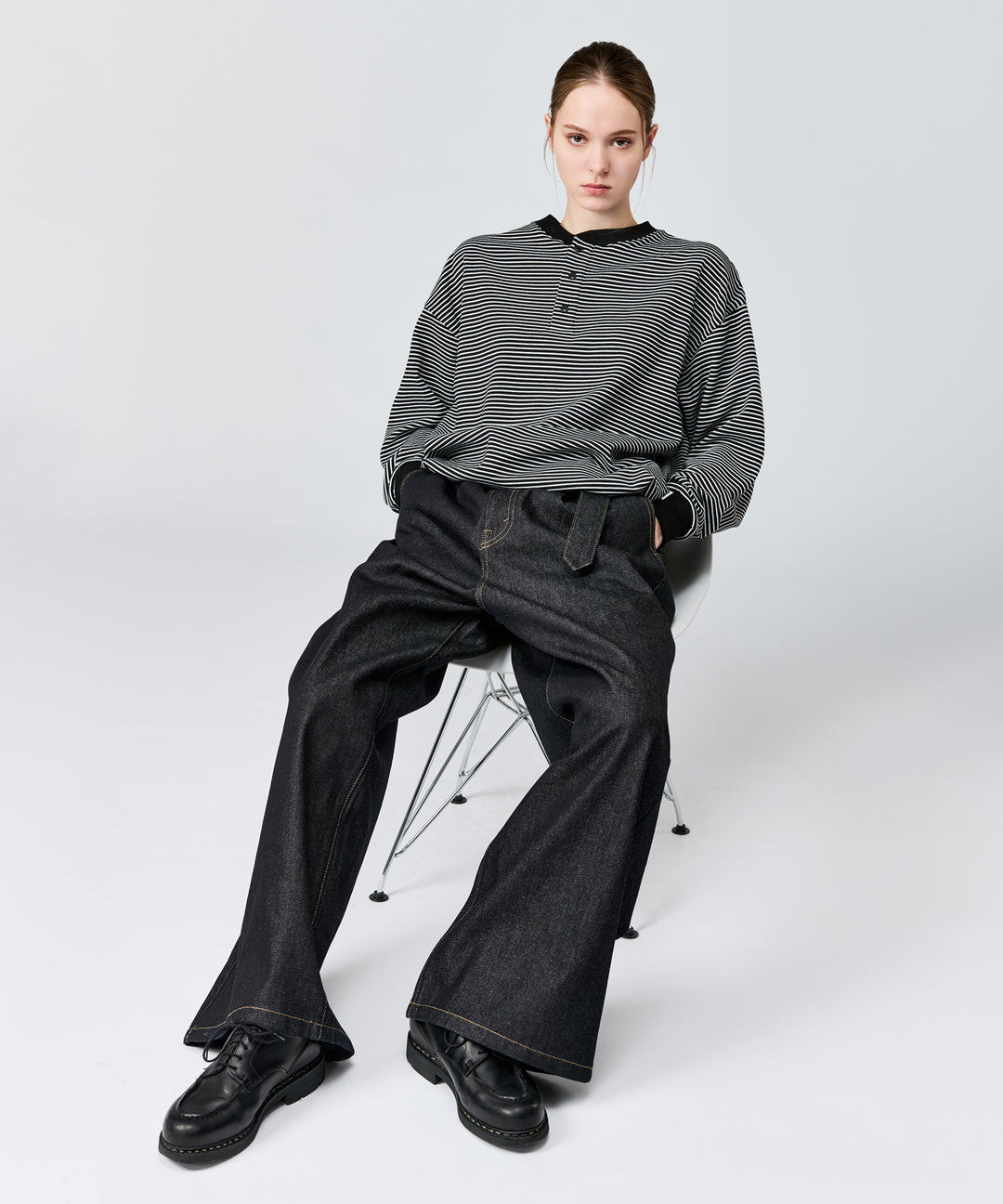 WETTEMPT｜ウィテンプト】HENLEY NECK BORDER L/S TEE / ヘンリー